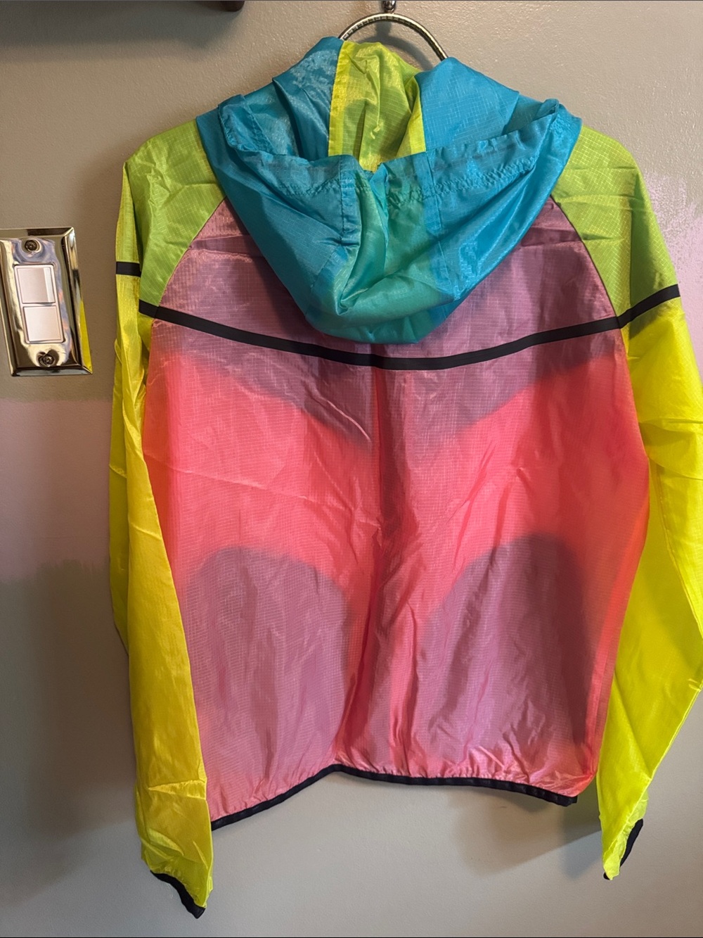 Nike Tech Hyperfuse Neon Colorblock Hooded Windbreaker Jacket - Picture 3 of 4